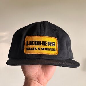 RARE Vintage LIEHBERR SALES AND SERVICE FARM Trucker hat black yellow snapback